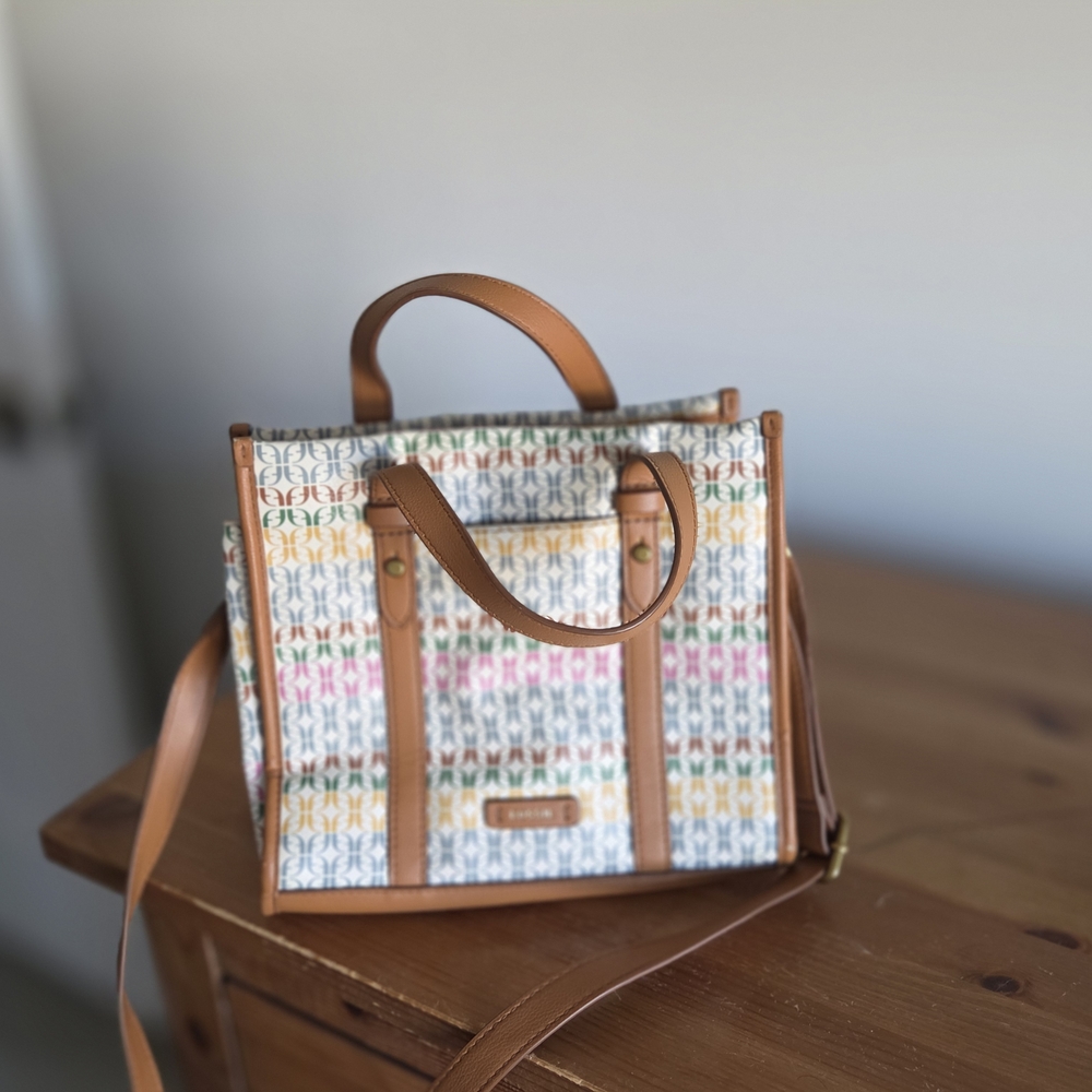 Fossil Multicolor Crossbody Bag with Tan Accents